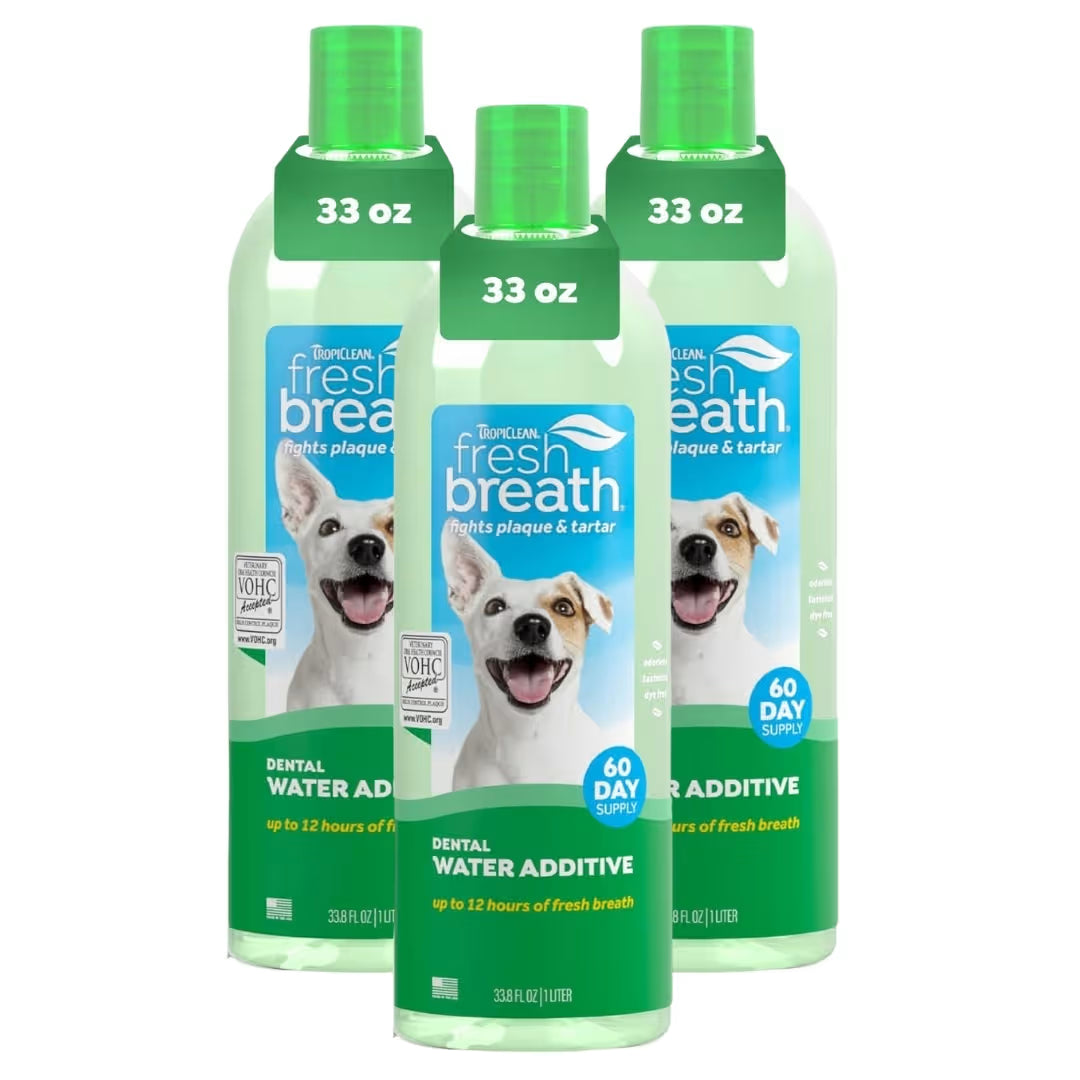 TropiClean - Aditivo de agua para refrescar el aliento de los perros (Enjuague bucal para perros)